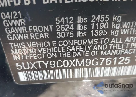 2021 BMW X3 M40I z USA, uszkodzony, nr VIN 5UXTY9C0XM9G76125